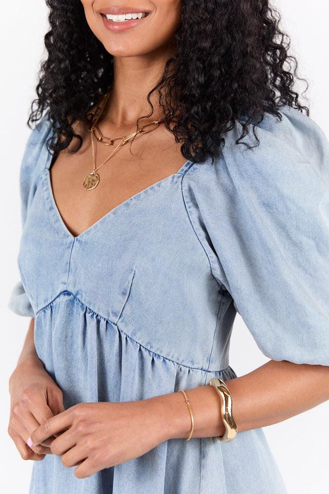 Believe Me Chambray V-neck Mini Dress DOORBUSTER Product Image