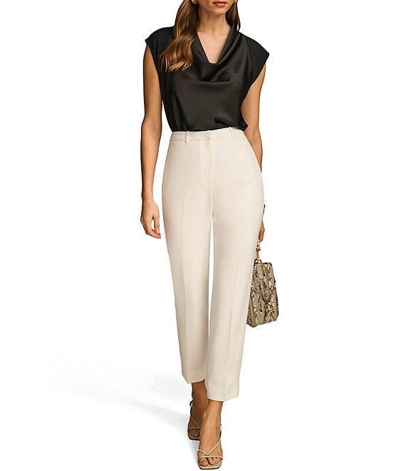 Donna Karan Ponte Pleated Slim Leg Faux Pocket Pants Product Image