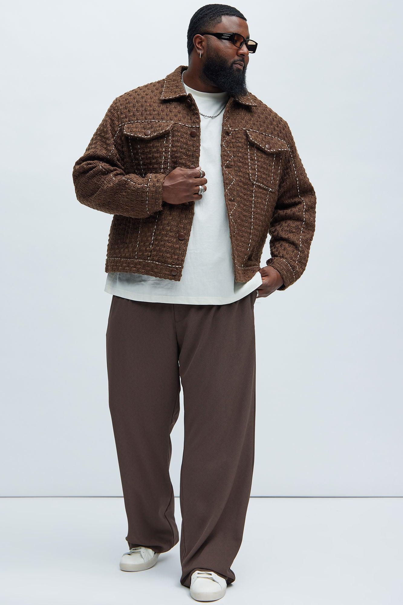 Beverly Tweed Contrasting Stitch Trucker Jacket - Brown Product Image