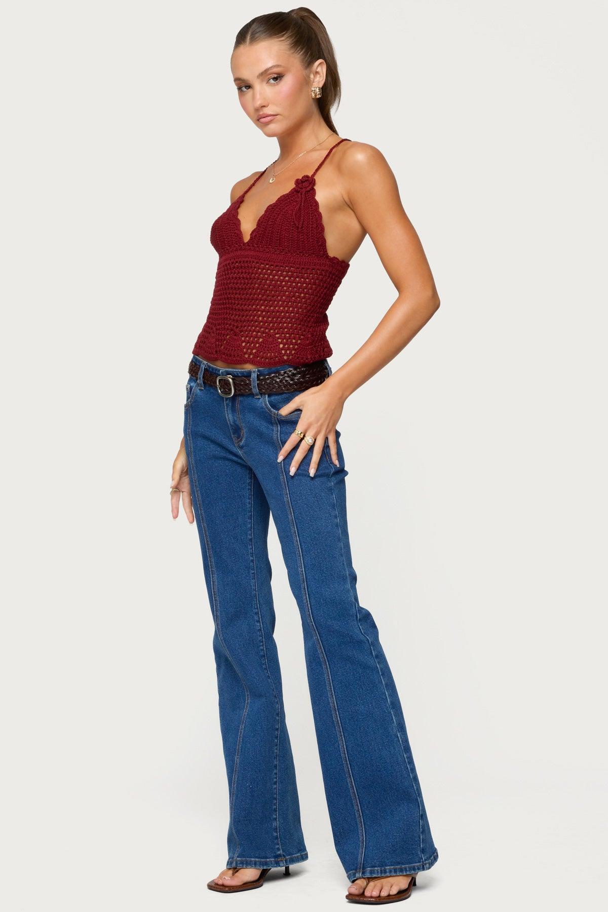 Delila Crochet V Neck Top Product Image