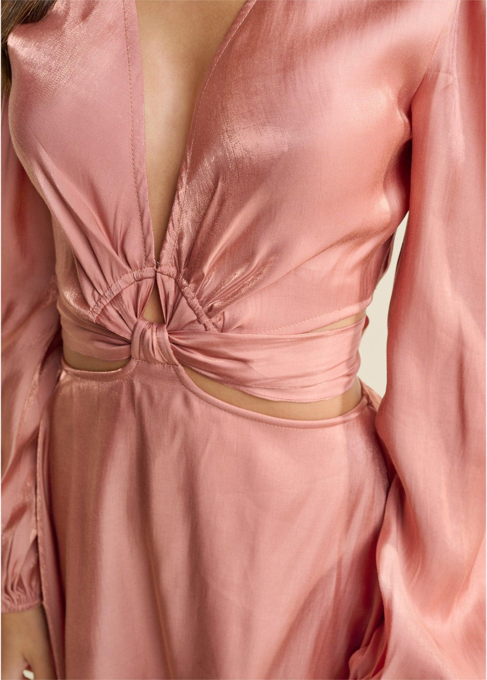 Floral Side Cut Out Romper  - Rose Product Image