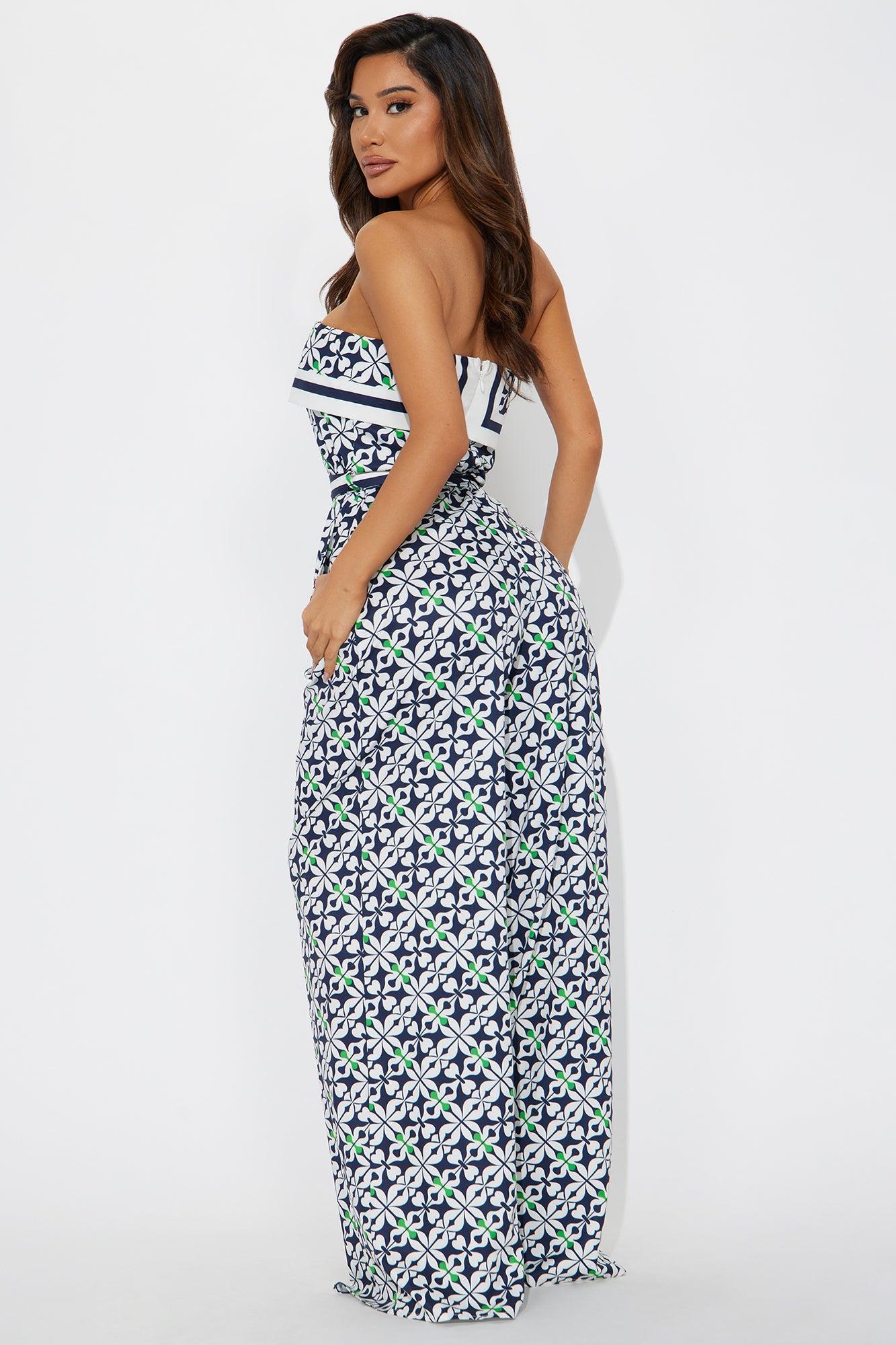 Lisbon Layover Satin Jumpsuit - Navy/combo Product Image