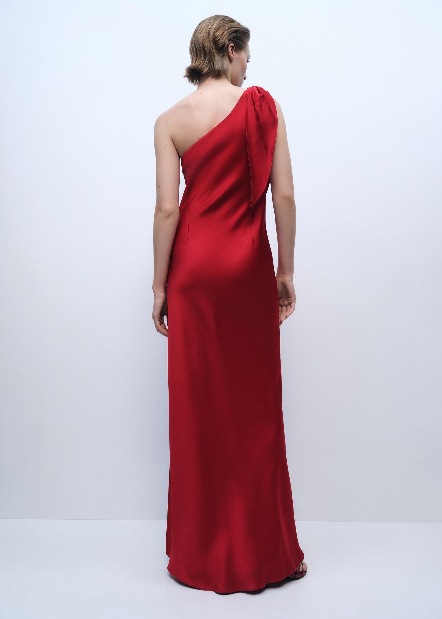 Satin dress with bow - Women | MANGO USA Product Image
