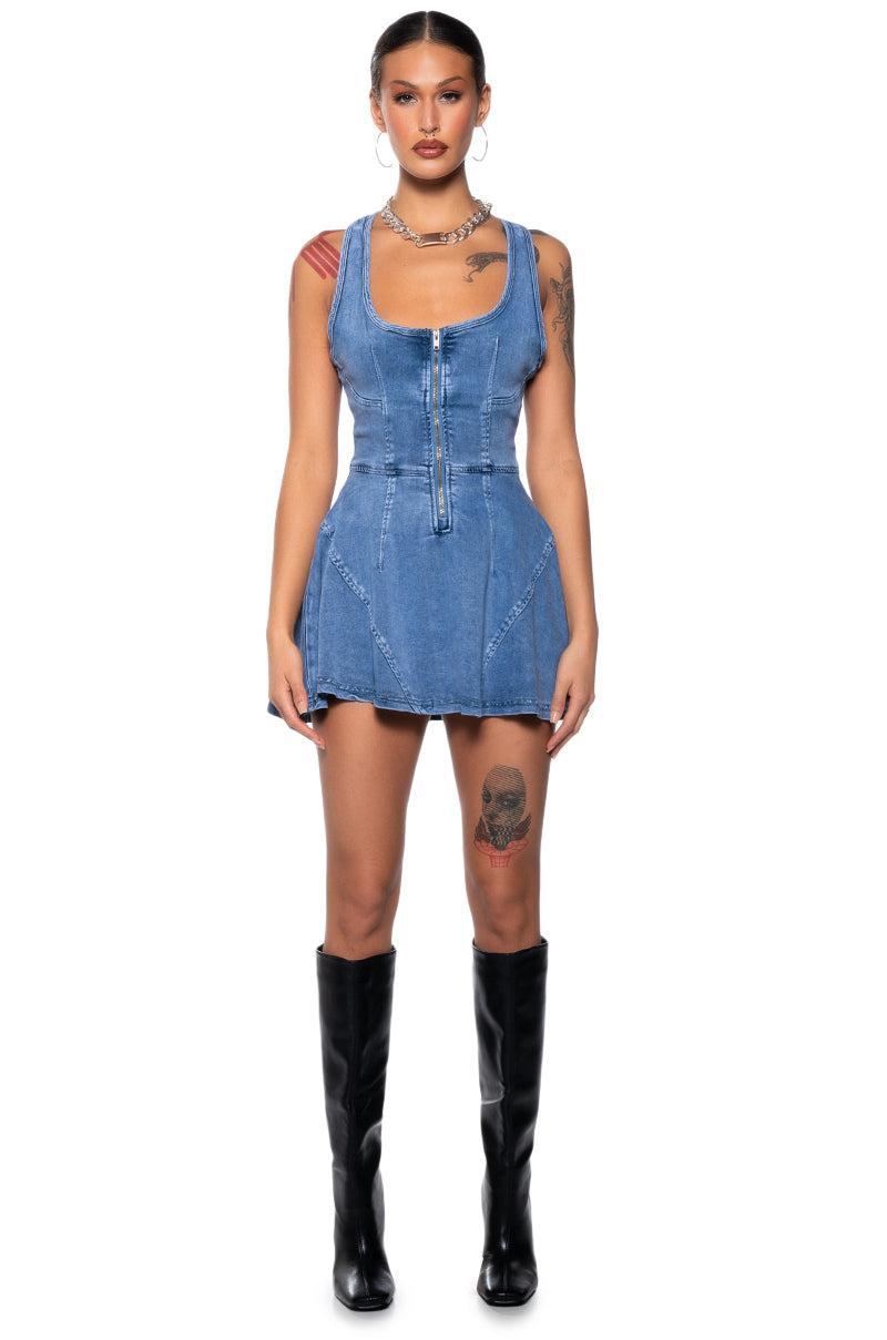 VIVIAN DENIM MINI DRESS Product Image