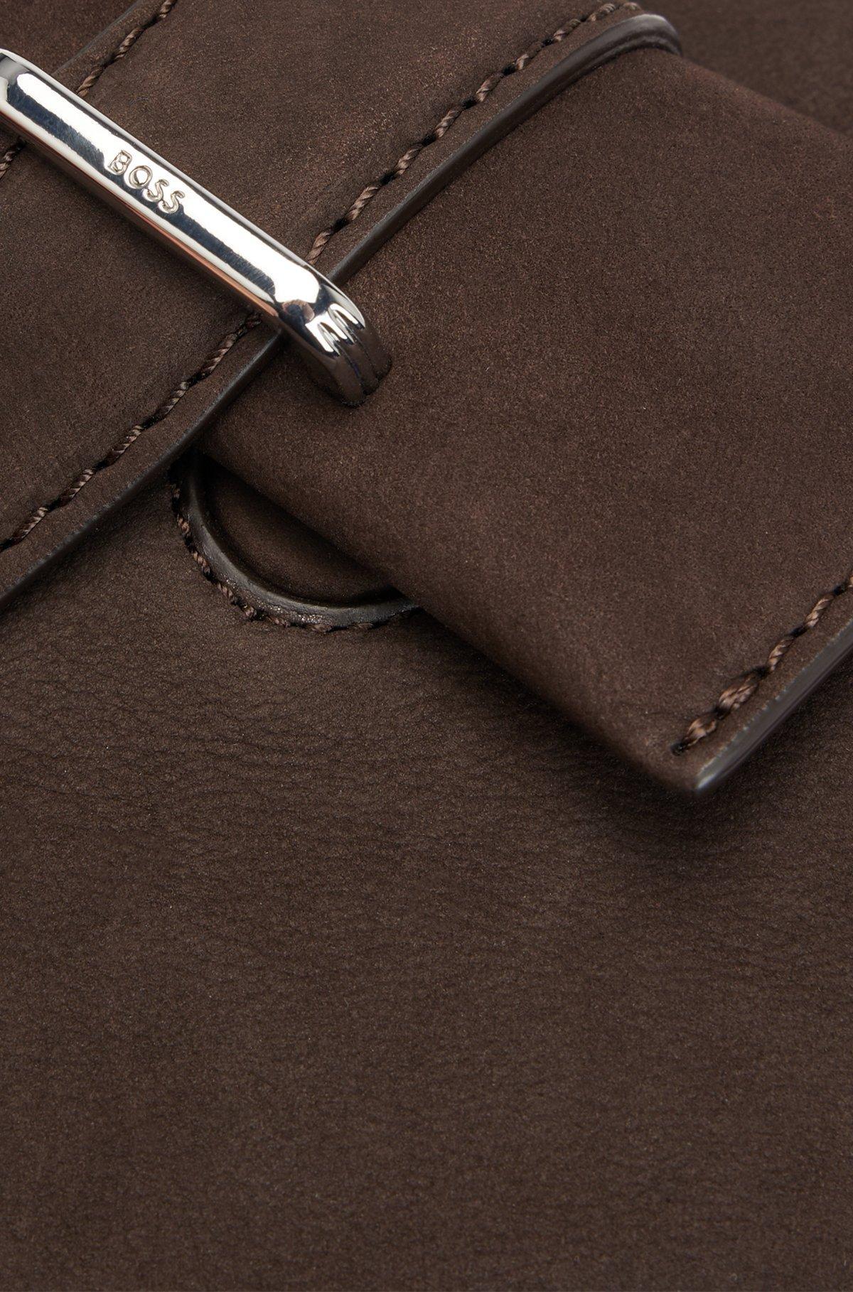 Leather reporter bag with branded trims Product Image