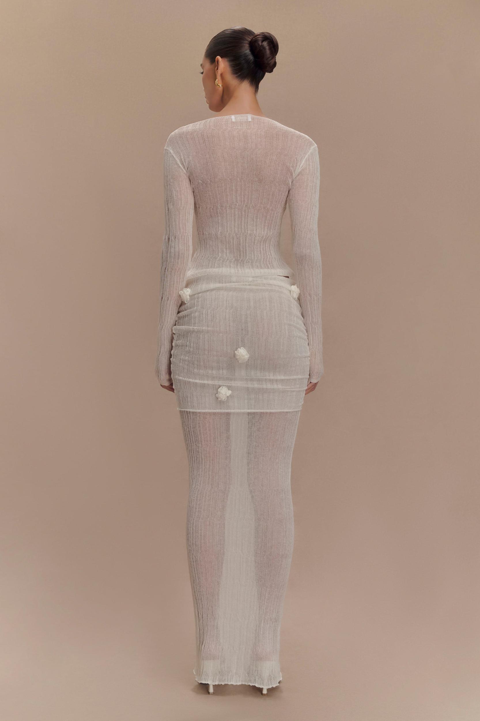 Orianna Orchid Long Sleeve Knit Top - Ivory Product Image