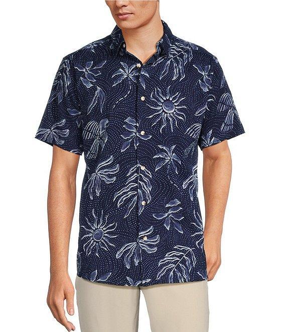 Rowm Short Sleeve Seersucker Sun Batik Print Shirt Product Image