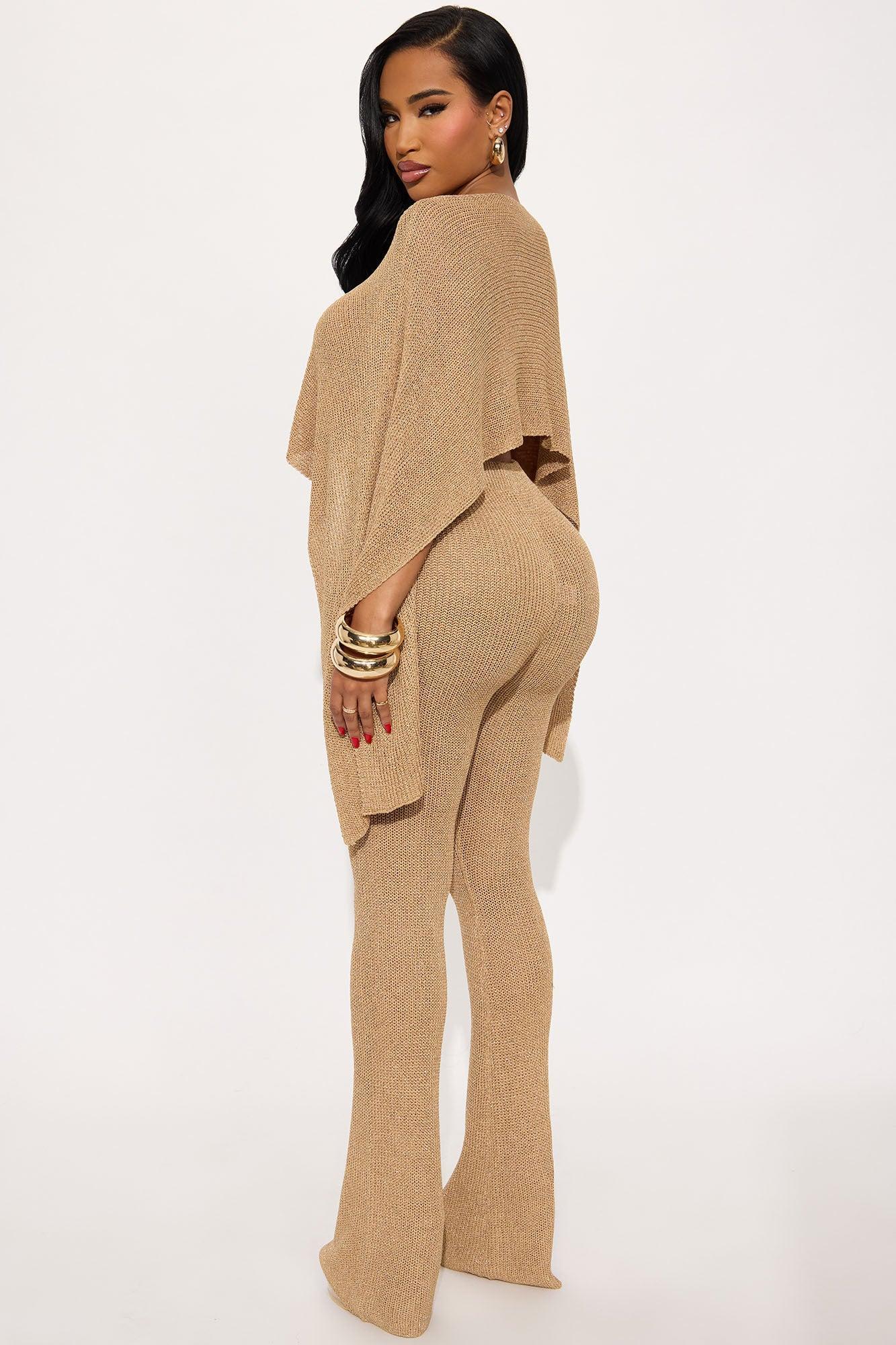 Glisten Up Metallic Knit Pant Set - Gold Product Image