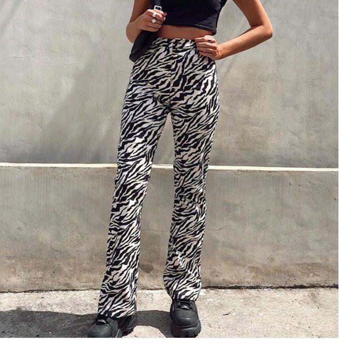 Zebra Print Flared Pants Product Image