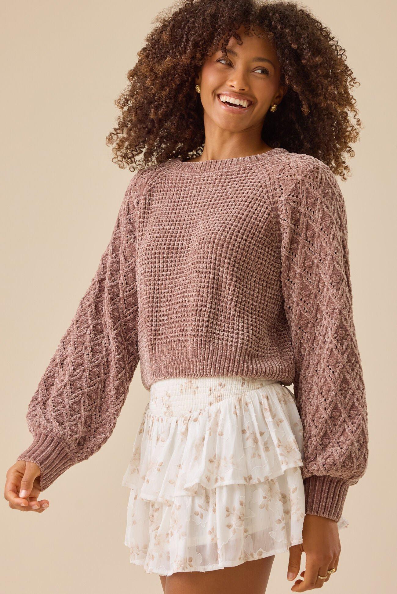 Hailey Chenille Pointelle Sweater Product Image