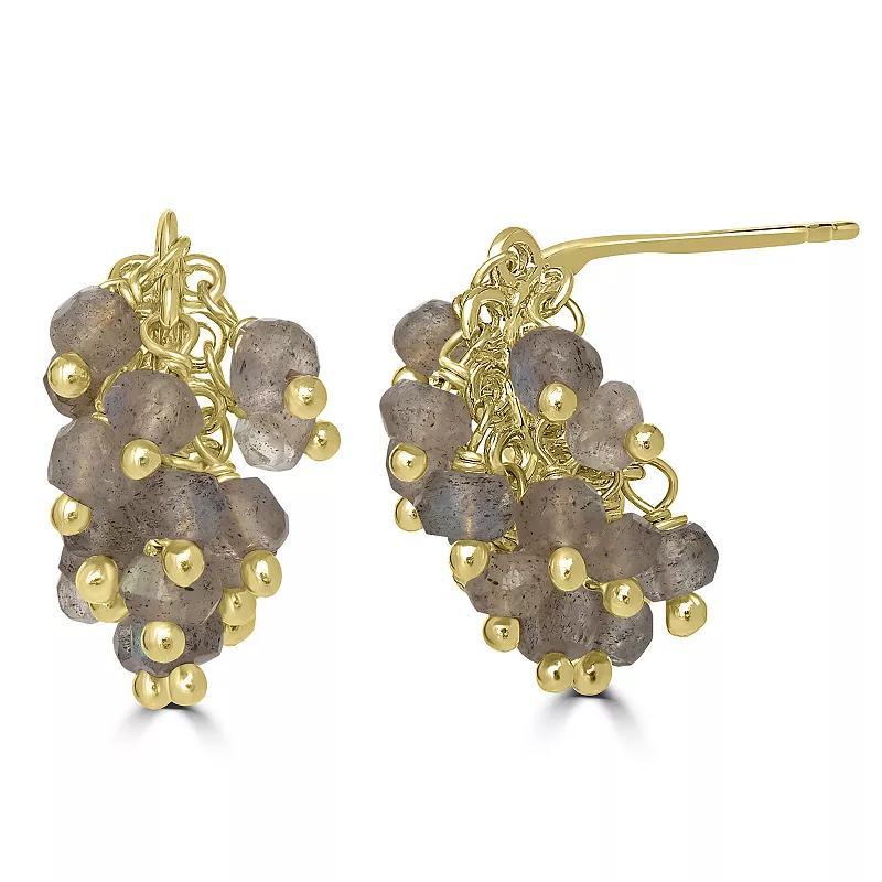 Gemistry 14k Gold Over Sterling Silver Gemstone Cluster Drop Earrings, Women's, Black Spinel Product Image