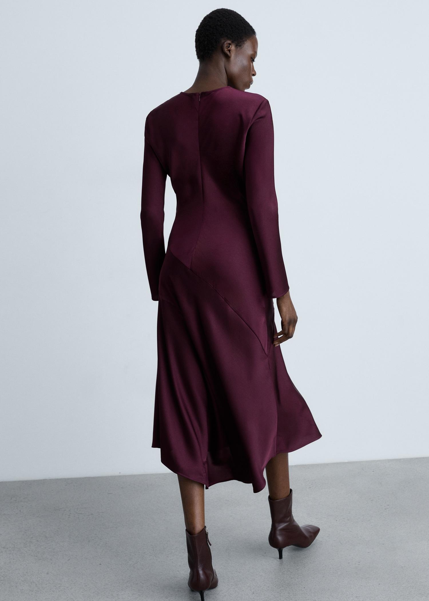 Satin dress with seam detail - Women | MANGO USA Product Image
