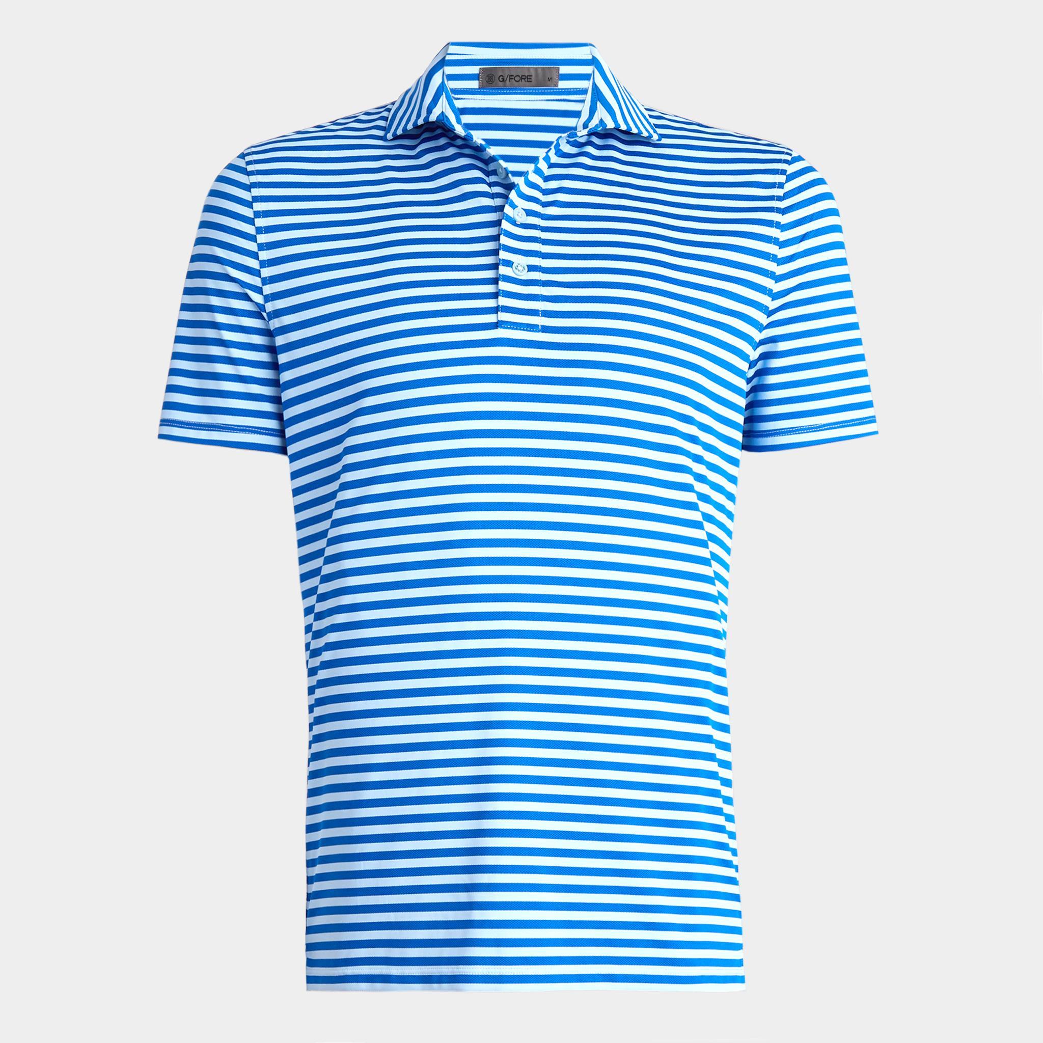 PERFORATED STRIPE TECH JERSEY MODERN SPREAD COLLAR POLO Product Image