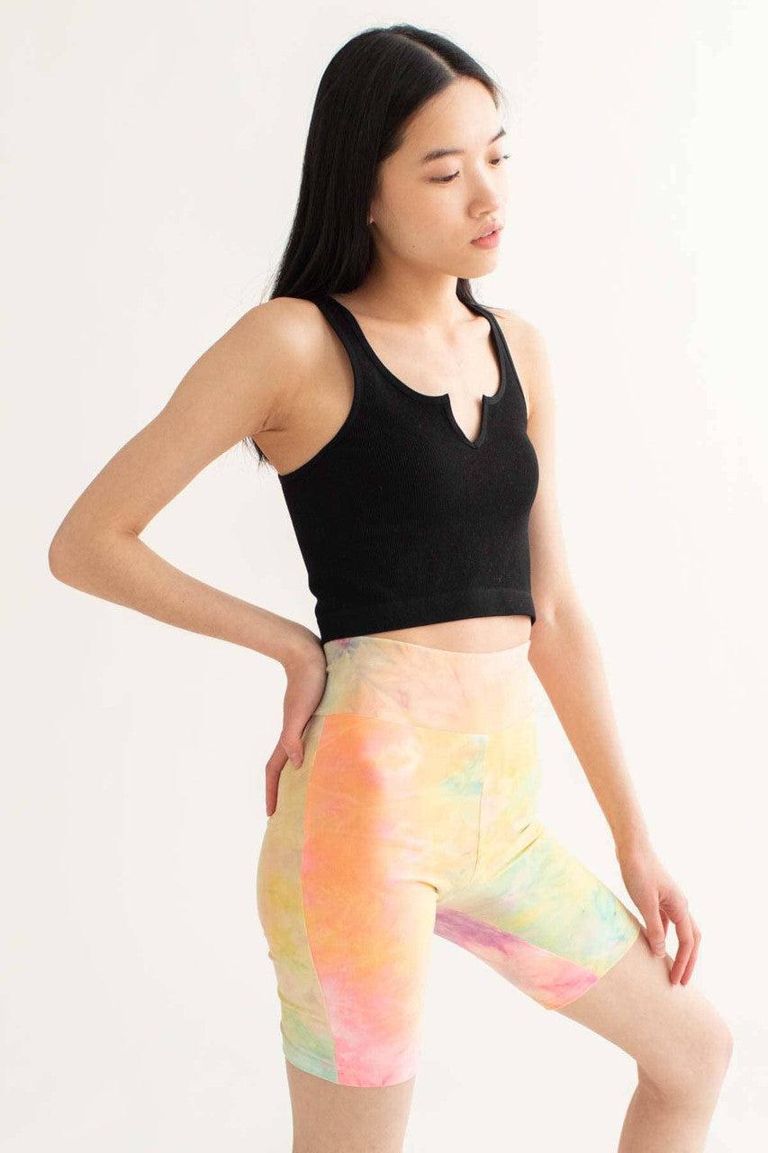 Black Seamless Notched Ribbed Crop Tank Product Image