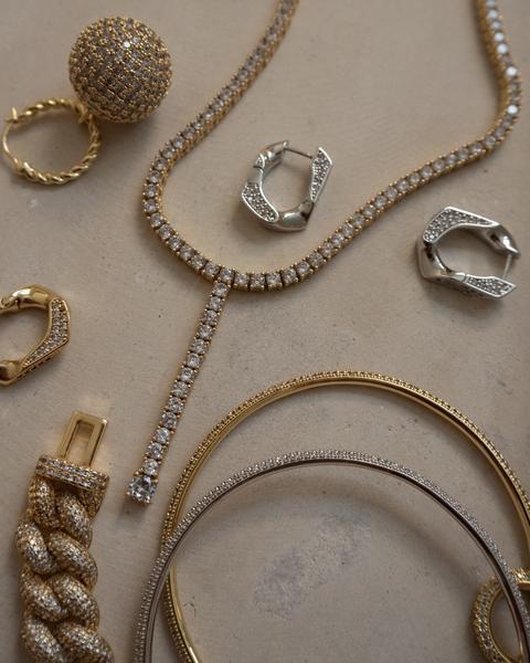 Pave Cuban Link Hoops | LUV AJ Product Image