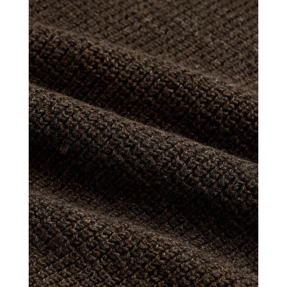 Waffle-Knit Cotton-Wool Sweater Dark Olive Heather Product Image
