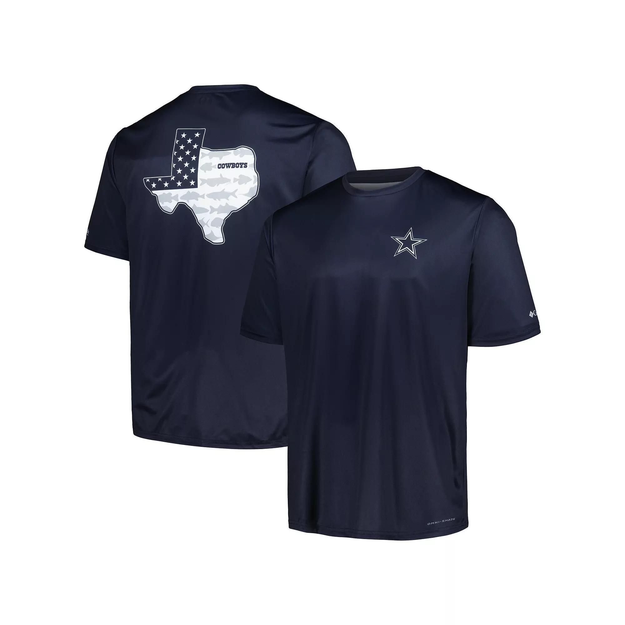 Men's Columbia Navy Dallas Cowboys Terminal Tackle Omni-Shade Texas T-Shirt, Size: XL, Blue Product Image