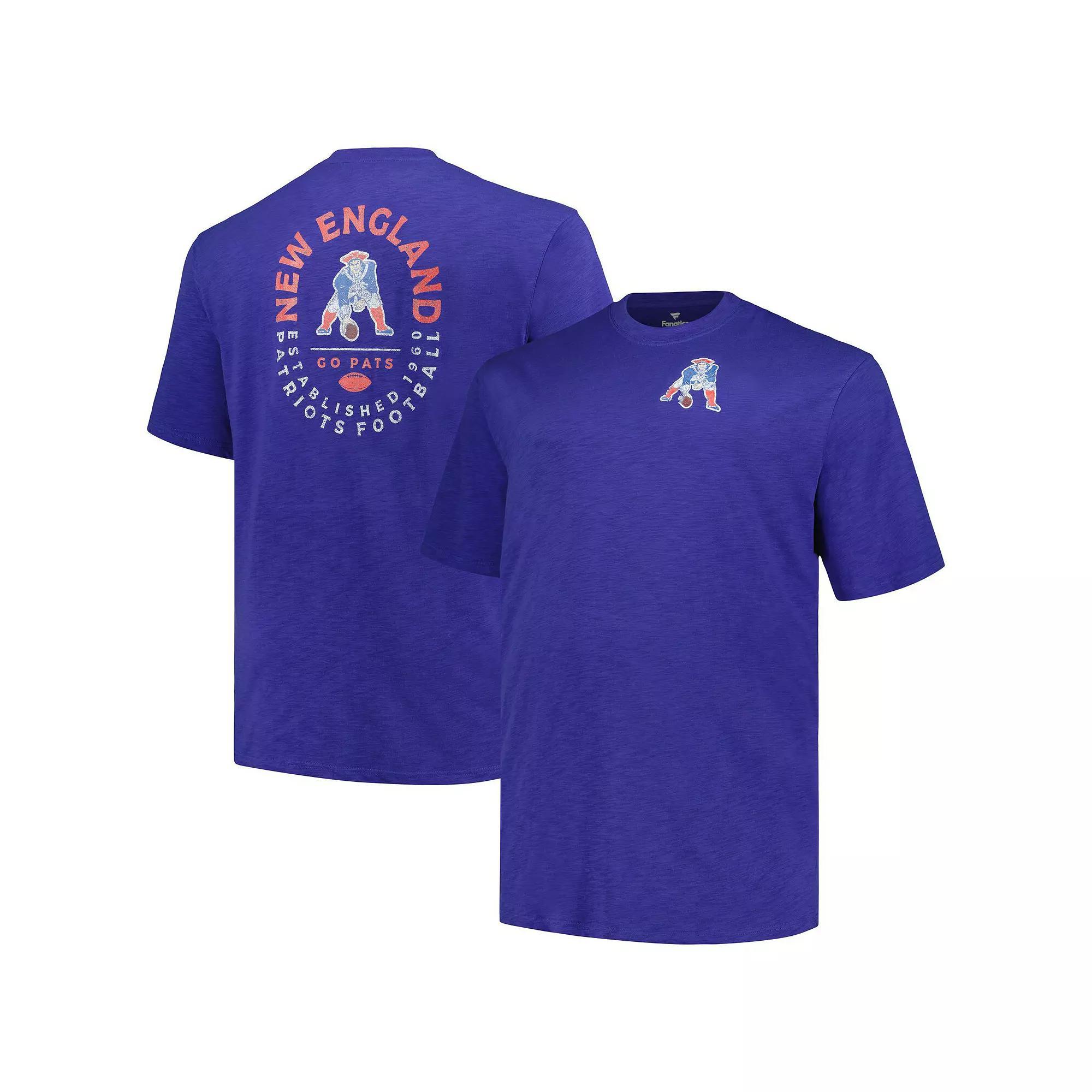 Men's Profile Royal New England Patriots Big & Tall Two-Hit Throwback T-Shirt, Size: XLT, Blue Product Image