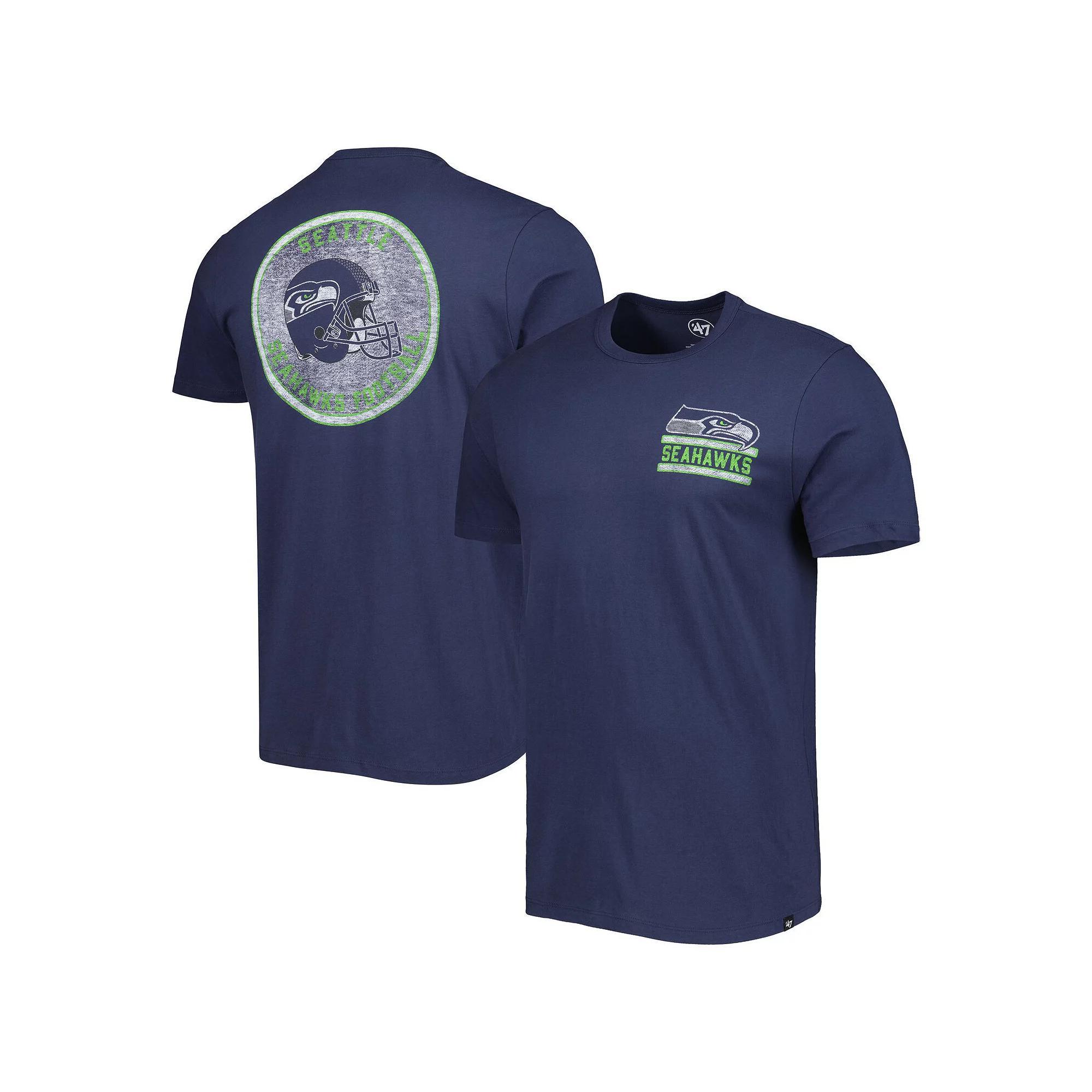 Men's '47 College Navy Seattle Seahawks Open Field Franklin T-Shirt, Size: Large, Blue Product Image