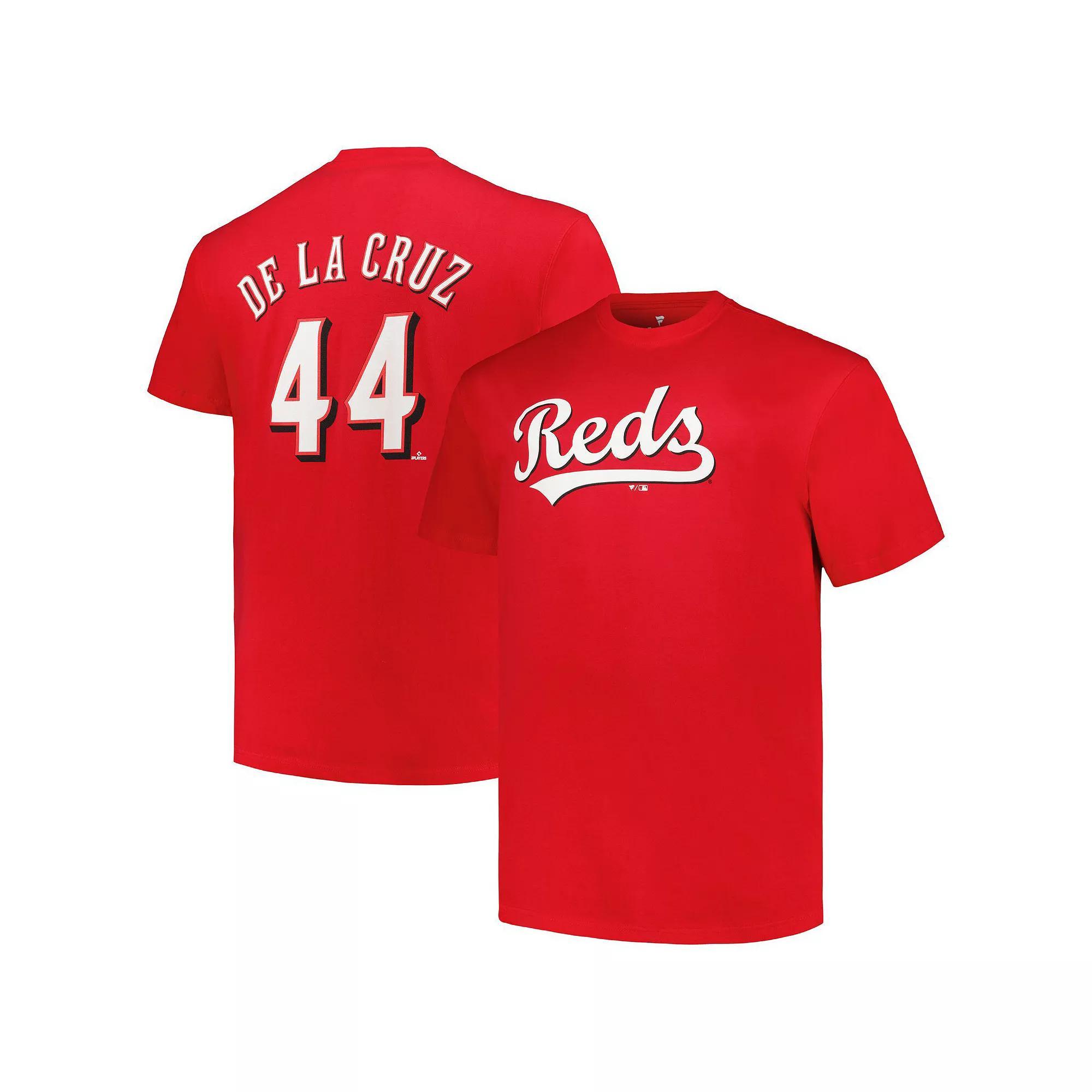Men's Elly De La Cruz Red Cincinnati Reds Big & Tall Name & Number T-Shirt, Size: XLT, Red Red Product Image