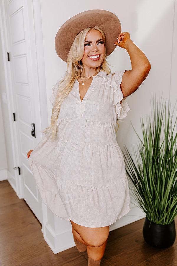 Newsworthy Style Linen-Blend Babydoll Dress In Stone Curves Product Image