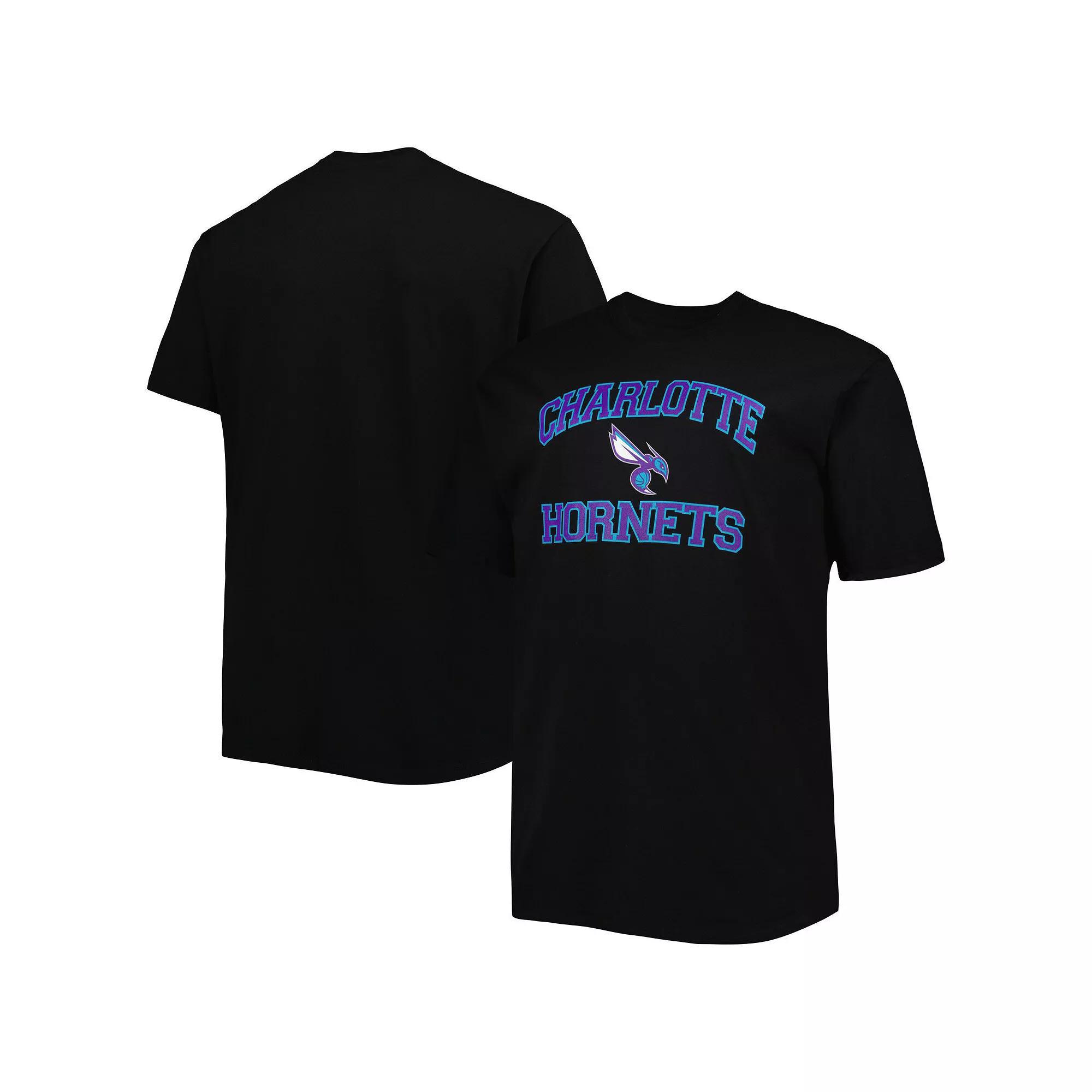 Men's Black Charlotte Hornets Big & Tall Heart & Soul T-Shirt, Size: XLT, Chr Black Product Image