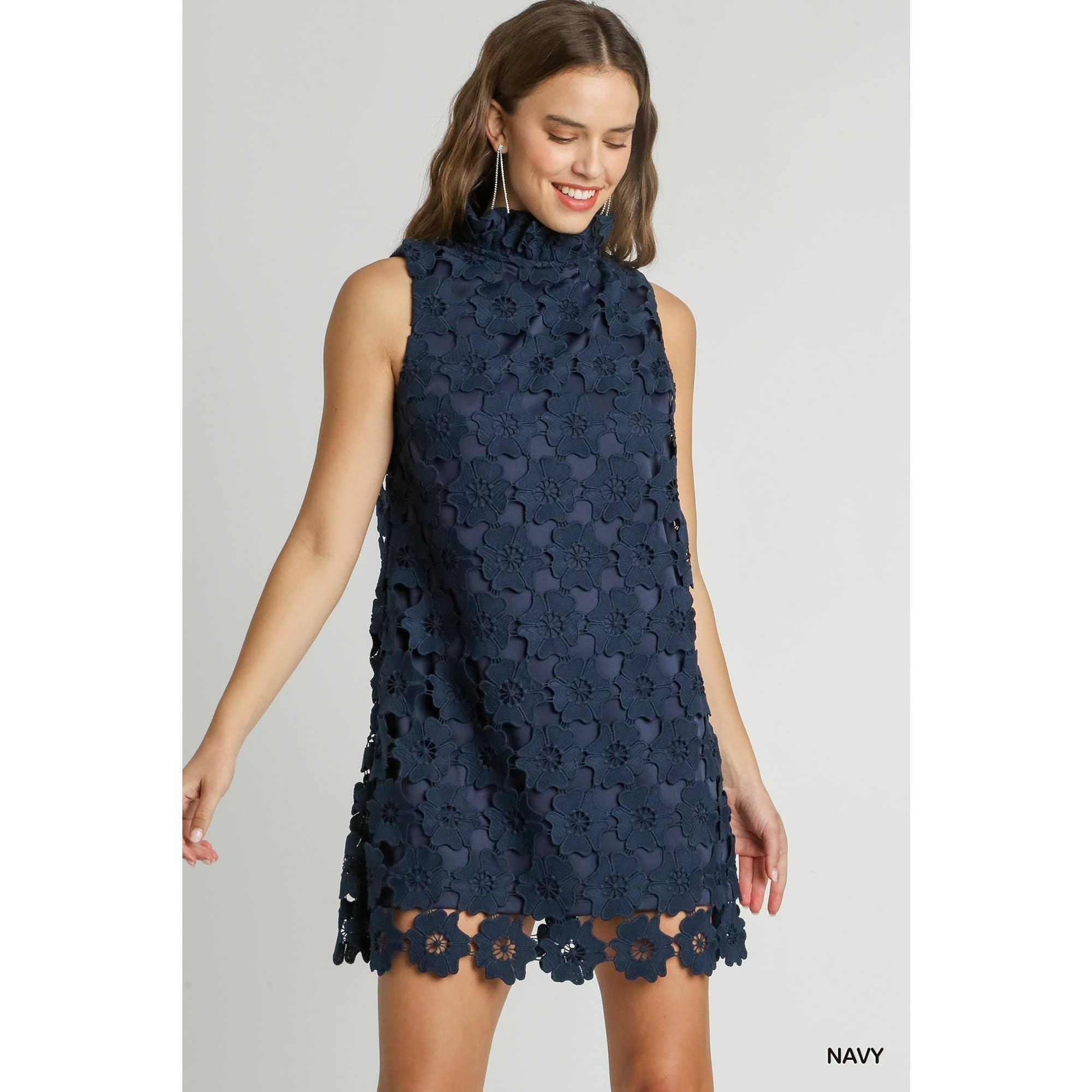 Floral Lace Sleeveless Dress Product Image