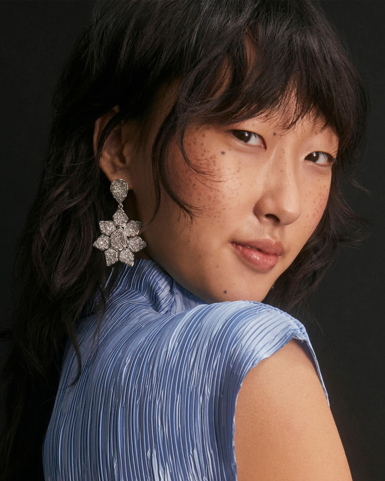 Greta Silver Drop Statement Earrings Product Image