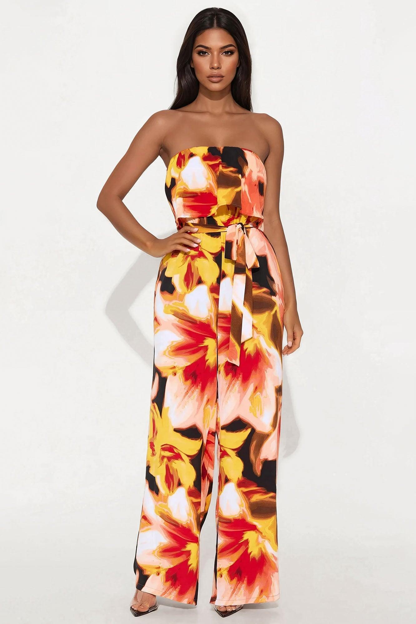 Marianna Printed Jumpsuit - Black/combo Product Image