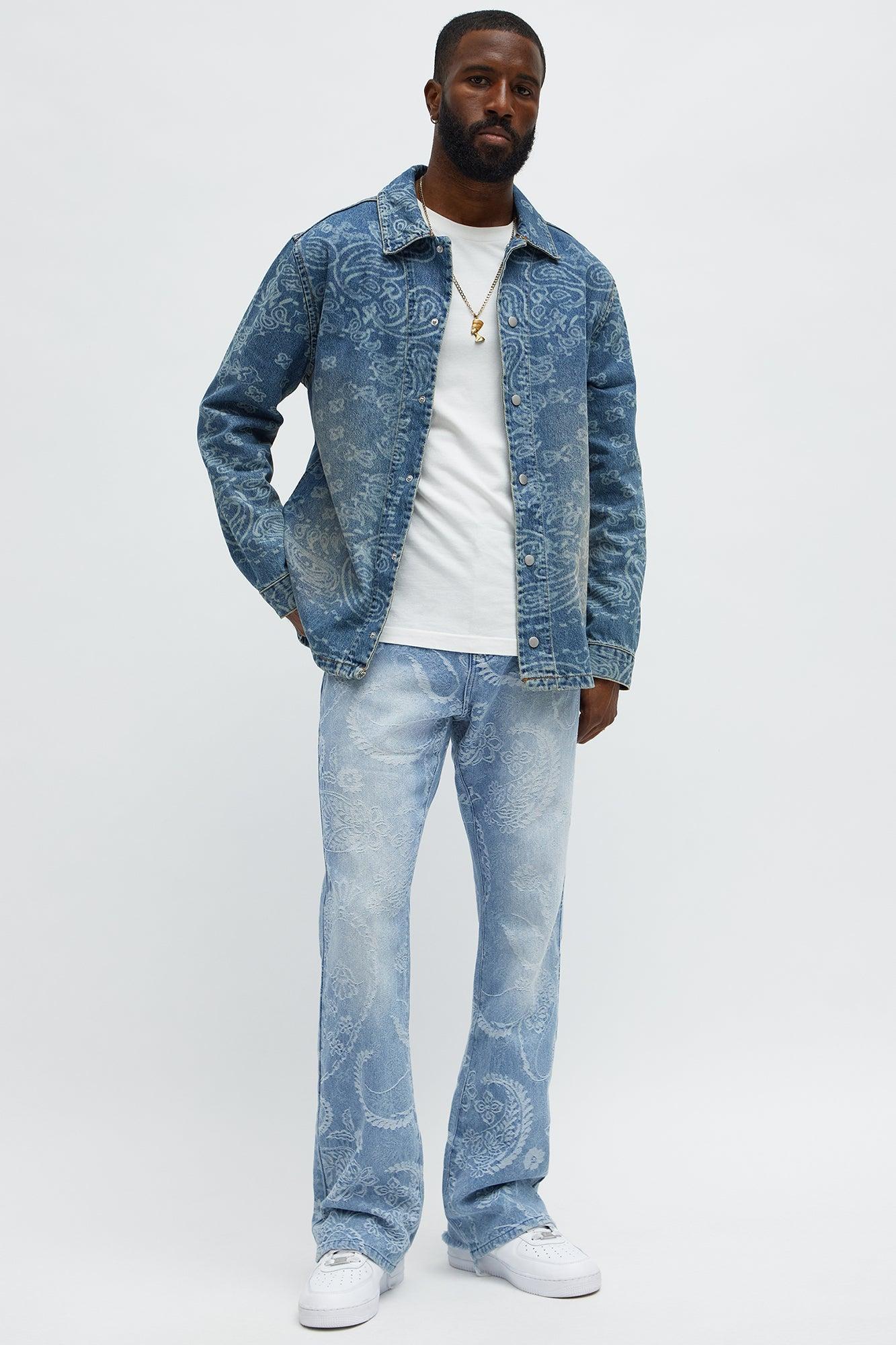 Stacked Slim Flare Come And Get It Paisley Jeans - Medium Wash Product Image
