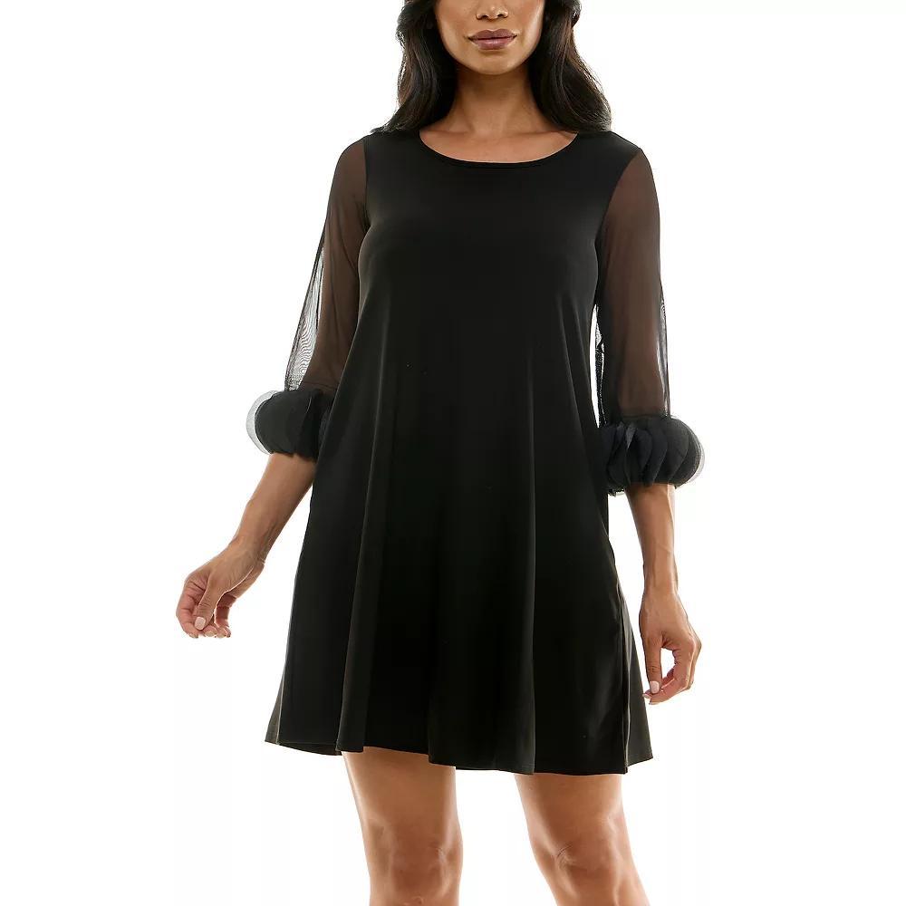 Women's Nina Leonard Trapeze Dress with Pockets, Size: Large, Black One Product Image