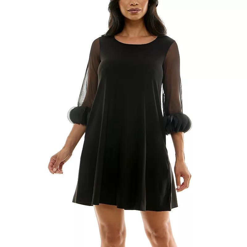 Women's Nina Leonard Trapeze Dress with Pockets, Size: Large, Black One Product Image