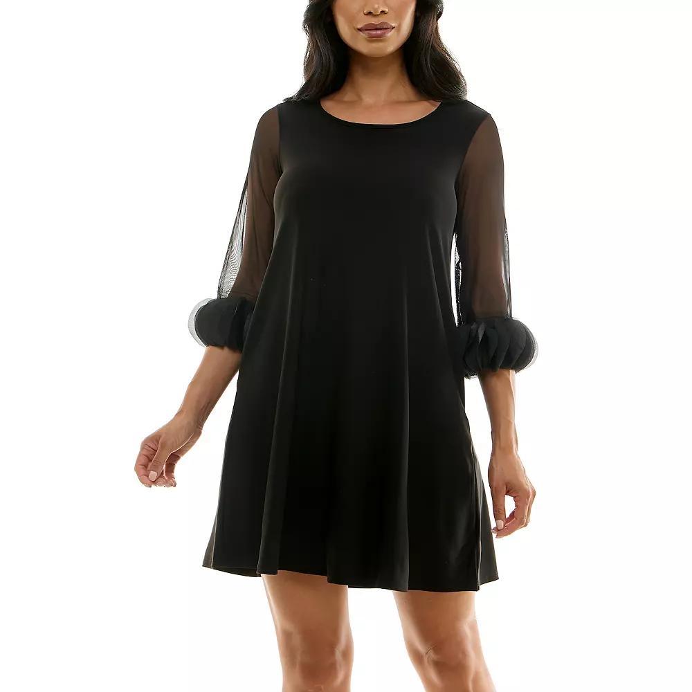 Women's Nina Leonard Trapeze Dress with Pockets, Size: Large, Black One Product Image