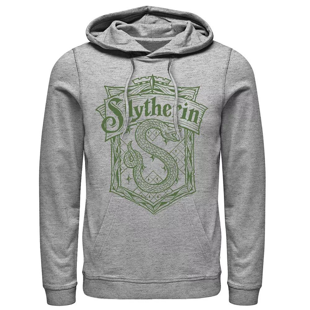 Men's Harry Potter Slytherin Detailed Crest Hoodie, Size: Large, Athletic Grey Product Image