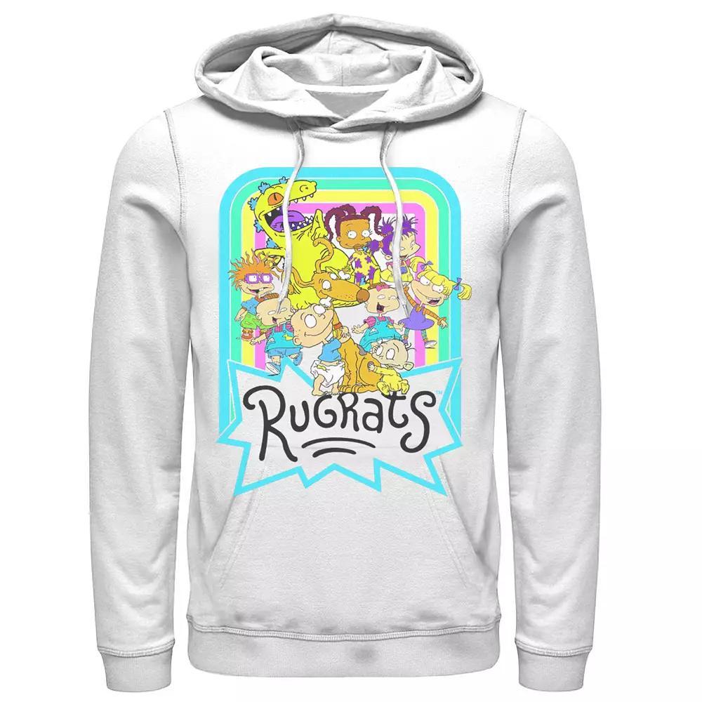 Men's Nickelodeon Rugrats Neon Rainbow Reptar And Friends Hoodie, Size: XXL, White Product Image