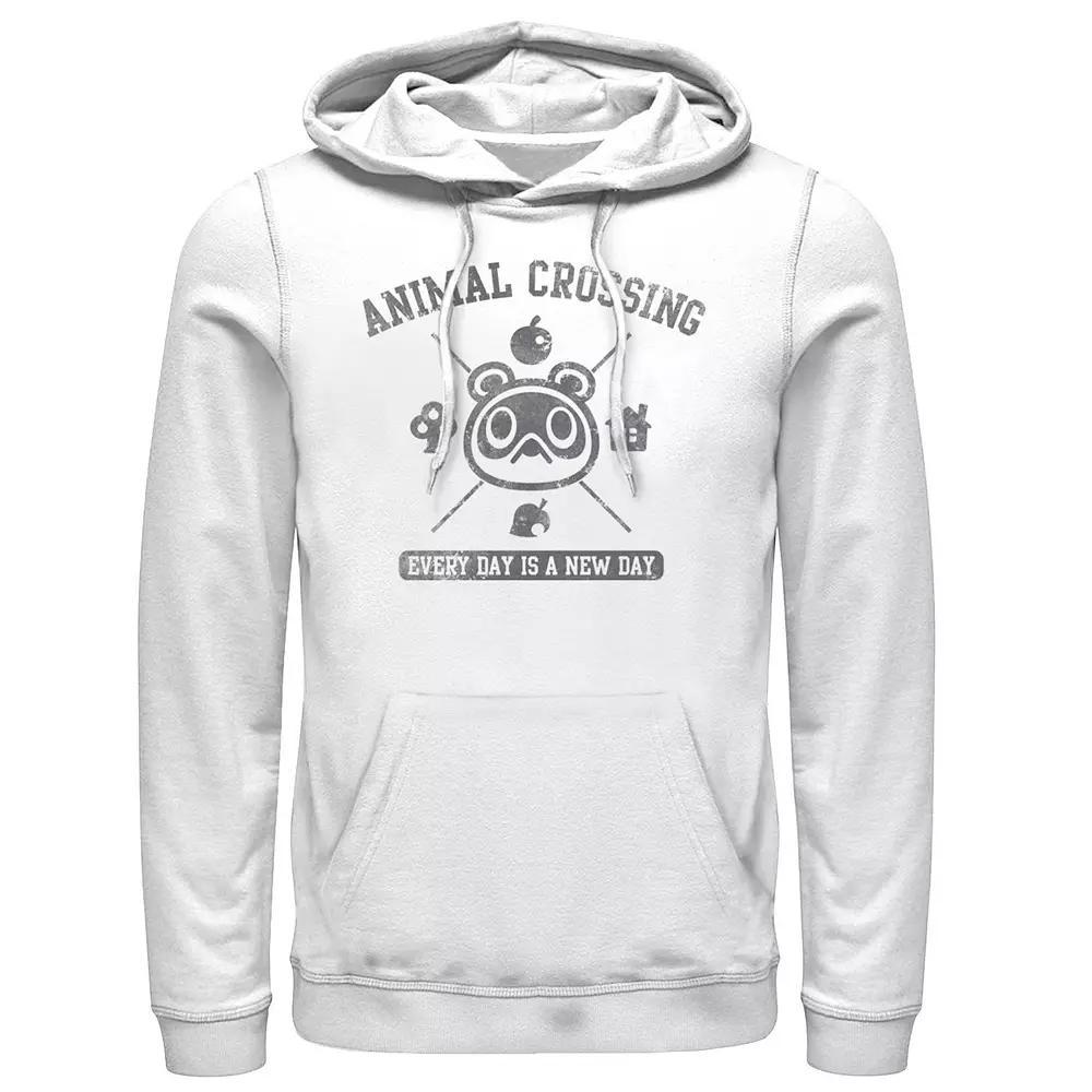 Men's Nintendo Animal Crossing Everyday Is A New Day Logo Hoodie, Size: XL, White Product Image