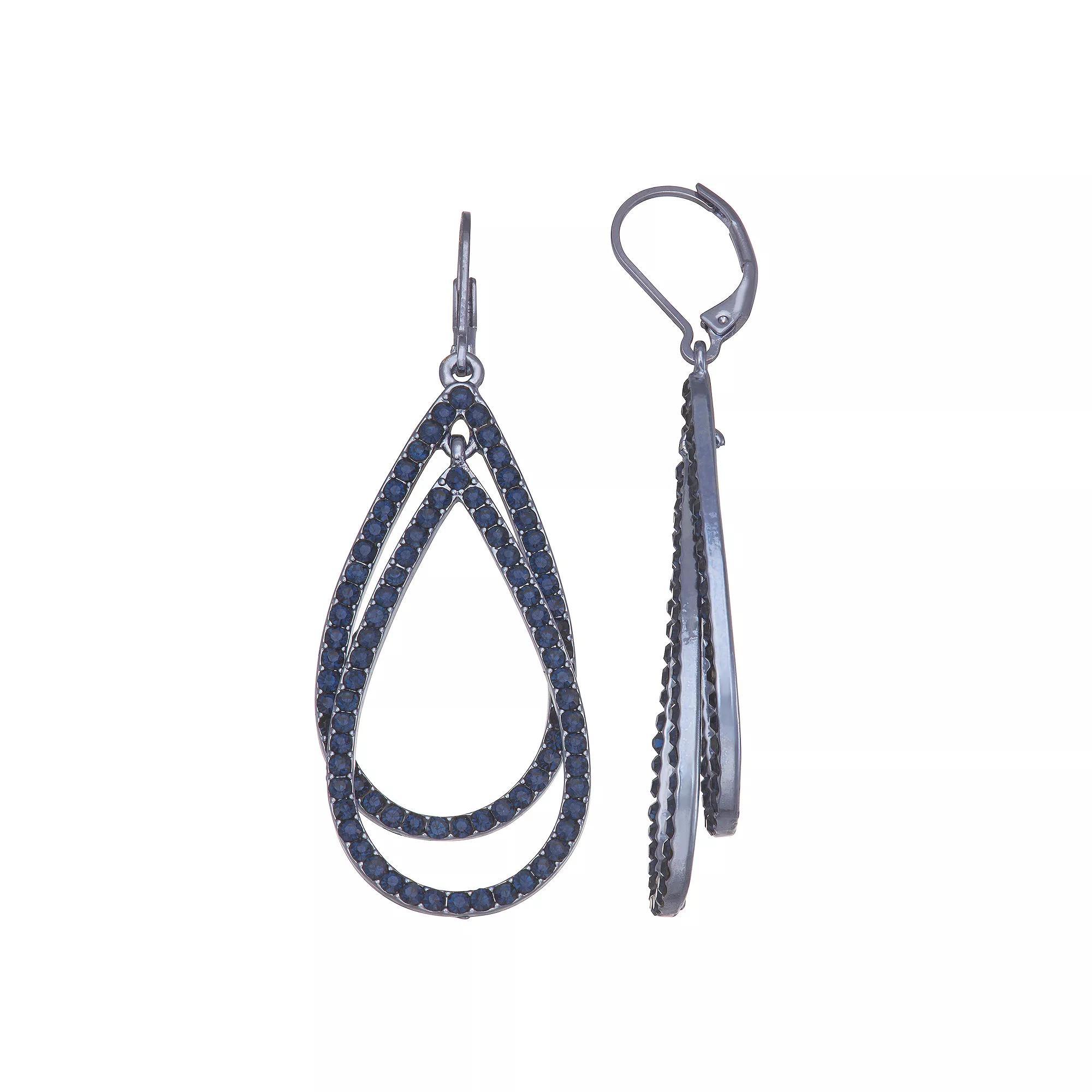Simply Vera Vera Wang Simulated Crystal Elongated Orbital Leverback Earrings, Womens, Blue Product Image