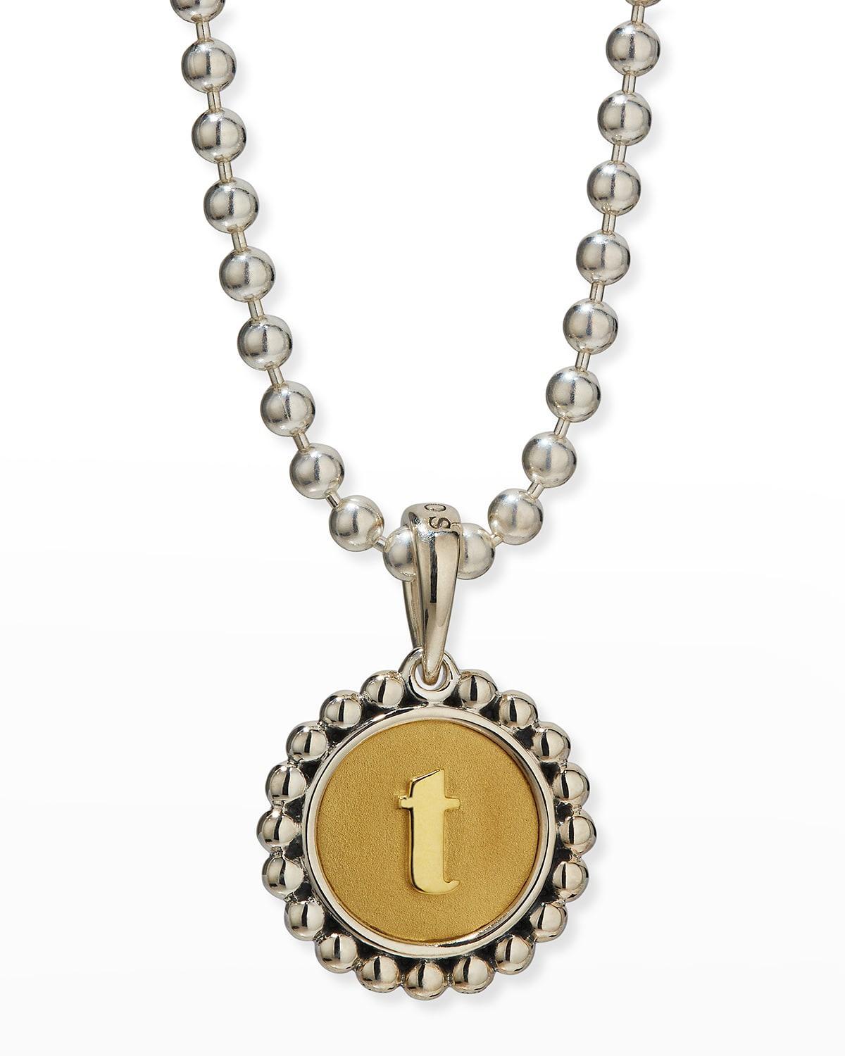 Signature Caviar Initial Two-Tone Circle Pendant Product Image