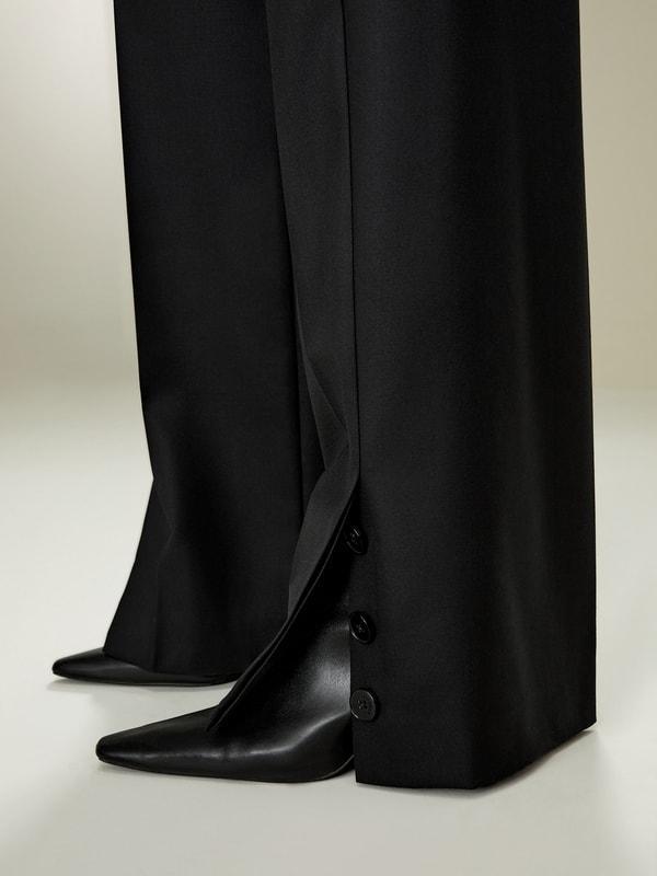 Wool Silk Blend Straight Pants Product Image