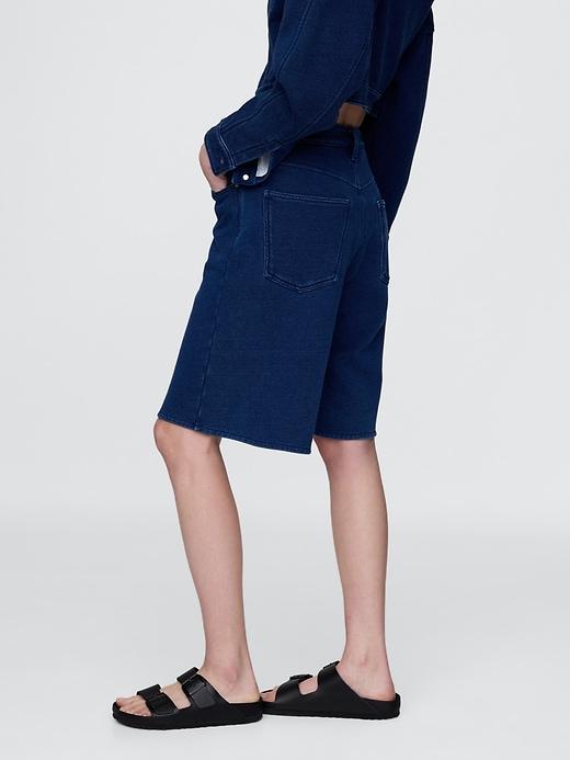 11" Mid Rise French Terry Denim Longline Shorts Product Image