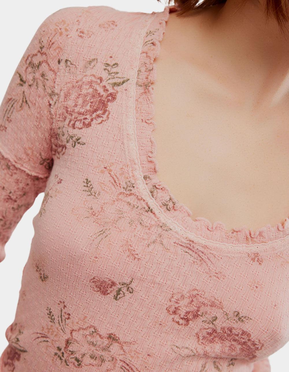 FREE PEOPLE Clover Printed Womens Thermal - PINK COMBO Product Image