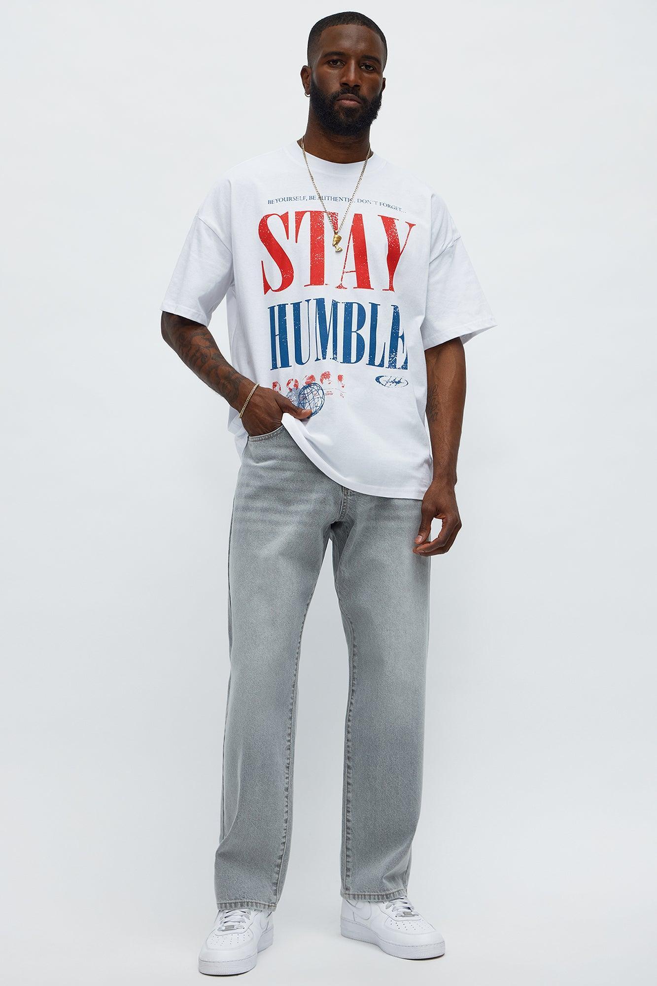 Stay Humble Oversized Short Sleeve Tee - White Product Image