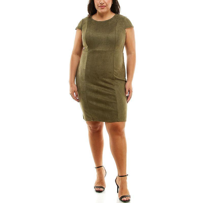 Women's Nina Leonard Jewelneck Cap Sleeve Dress, Size: Medium, Dark Green Product Image