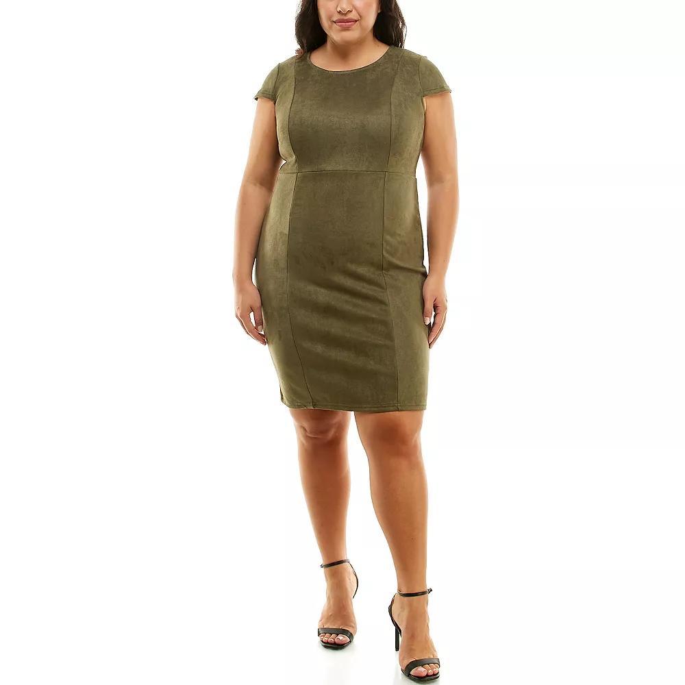 Women's Nina Leonard Jewelneck Cap Sleeve Dress, Size: Medium, Dark Green Product Image