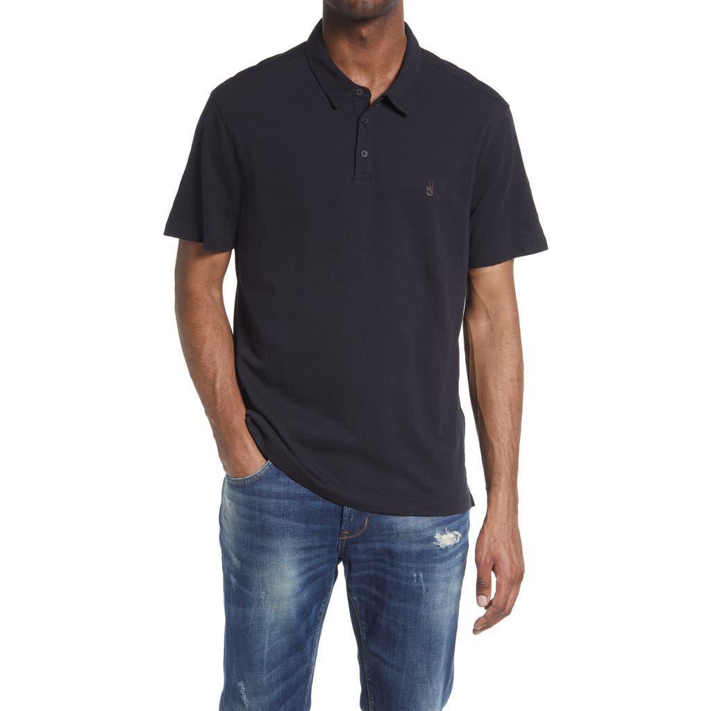John Varvatos Men's Victor Solid Slub Cotton Polo in Black at Nordstrom, Size Medium Product Image