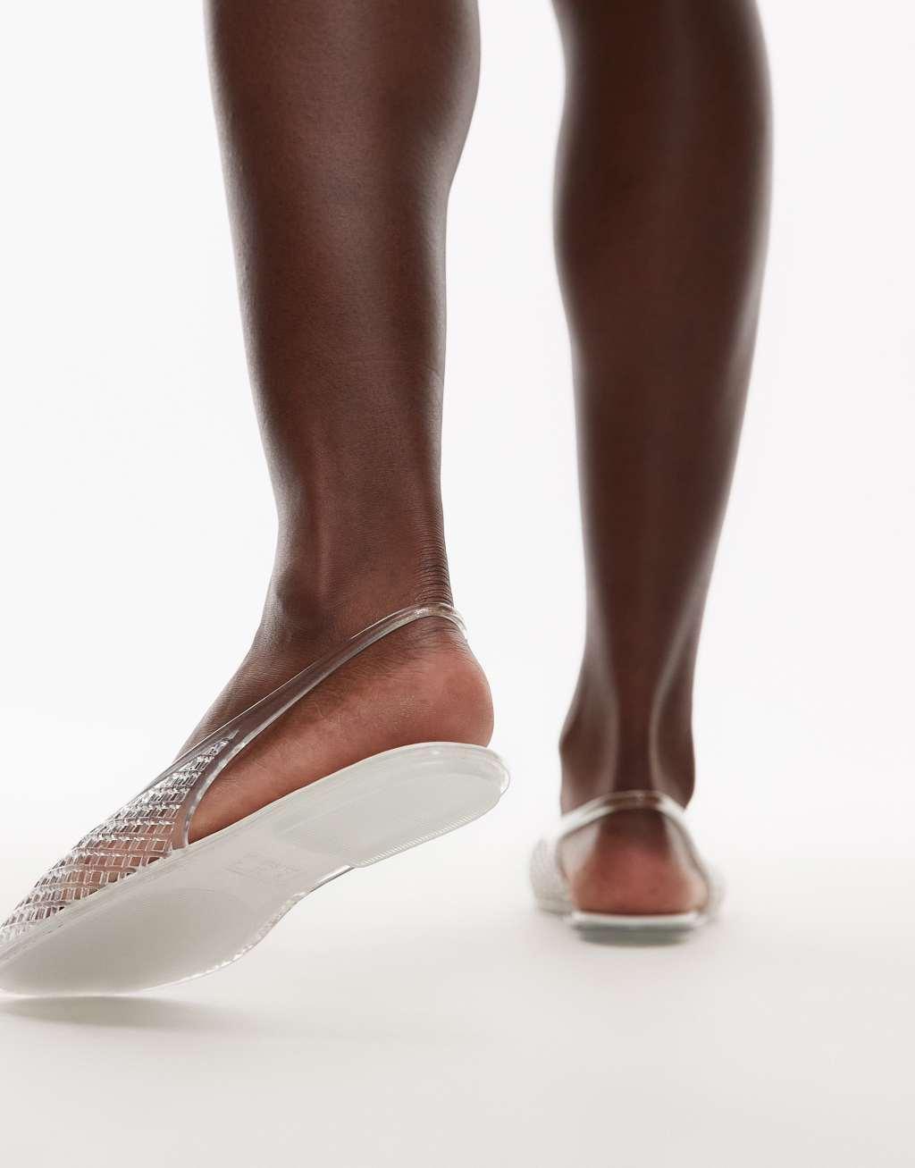 Topshop Harper jelly slingback ballet flats in clear Product Image