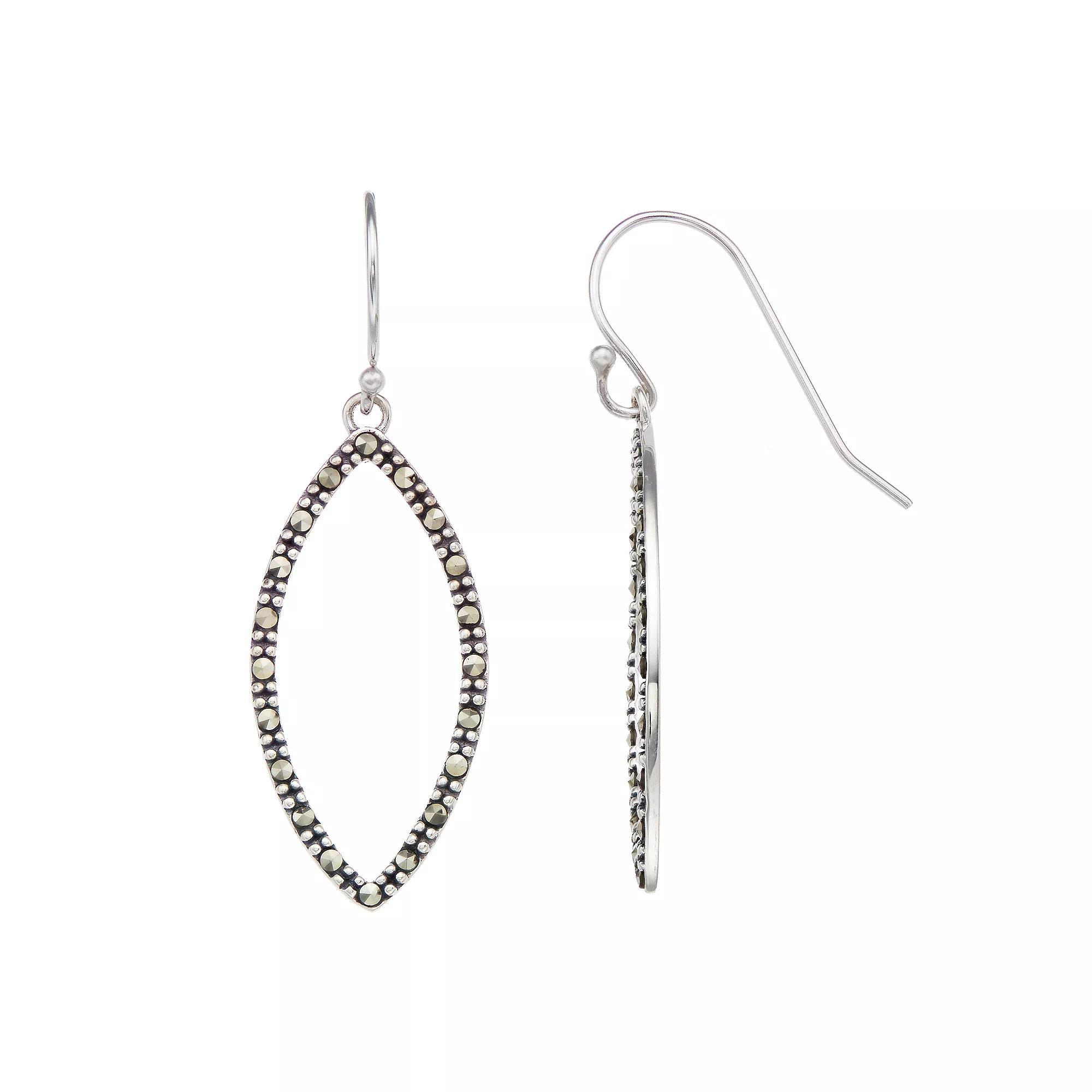 Tori Hill Marcasite Open Marquise Drop Earrings, Womens, Silvertone Product Image