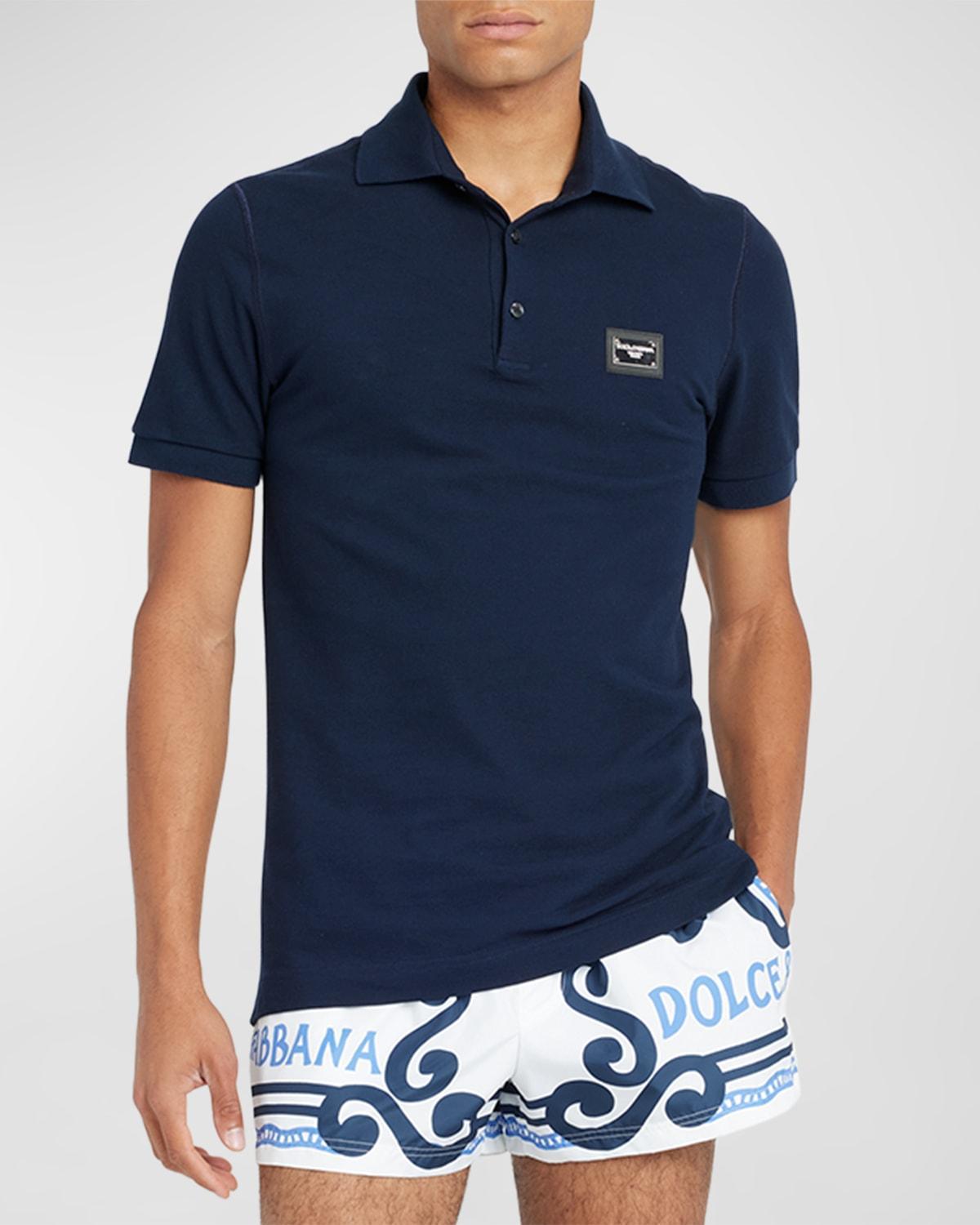 Mens Basic Polo Shirt with Logo Plaque Product Image