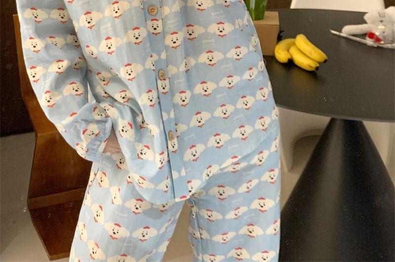 Long-Sleeve Dog Print Pajama Set Product Image