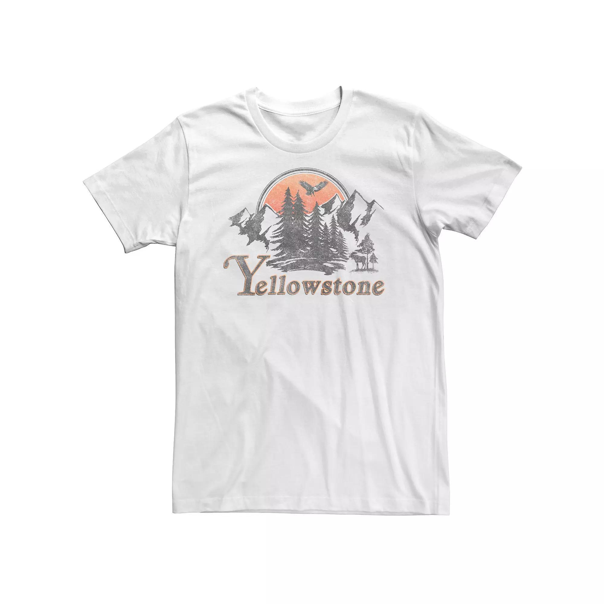 Big & Tall Yellowstone Mountains Graphic Tee, Men's, Size: 5XB, White Product Image